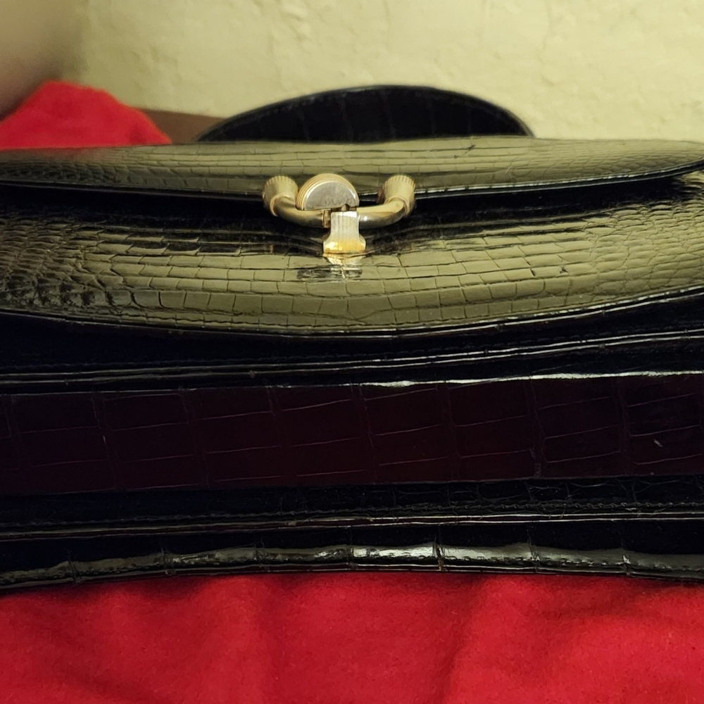 Gucci Vintage Crocodile Black Top Handle Purse - Picture 4 of 10
